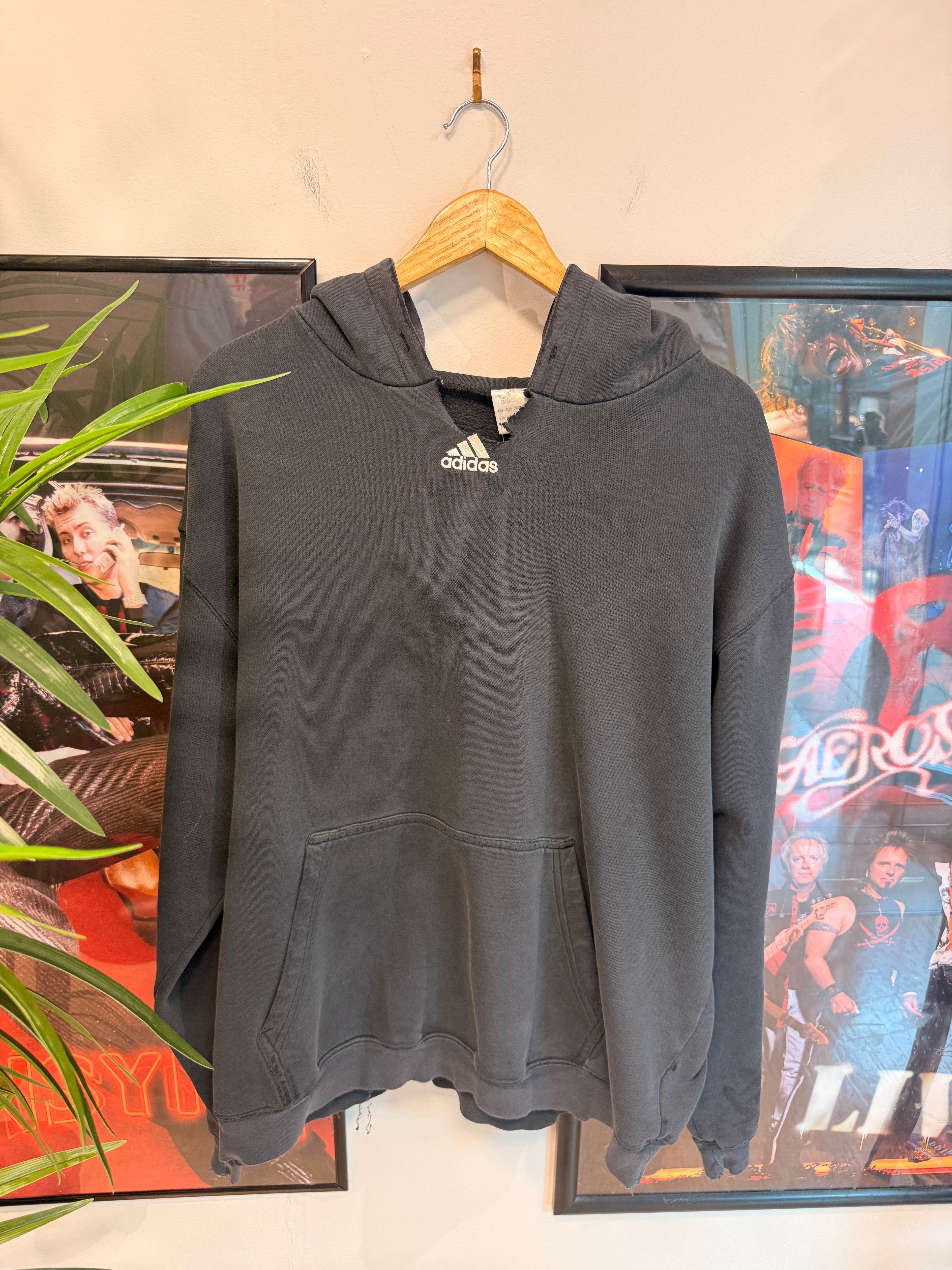 Distressed Adidas Hooded Sweatshirt